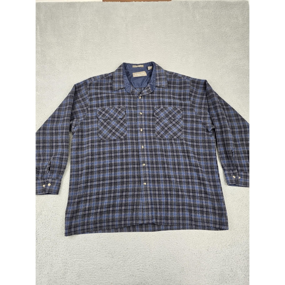 Vintage San Mateo Island‎ Shirt Mens 2XL Gray Plaid Lined Flannel Button Front